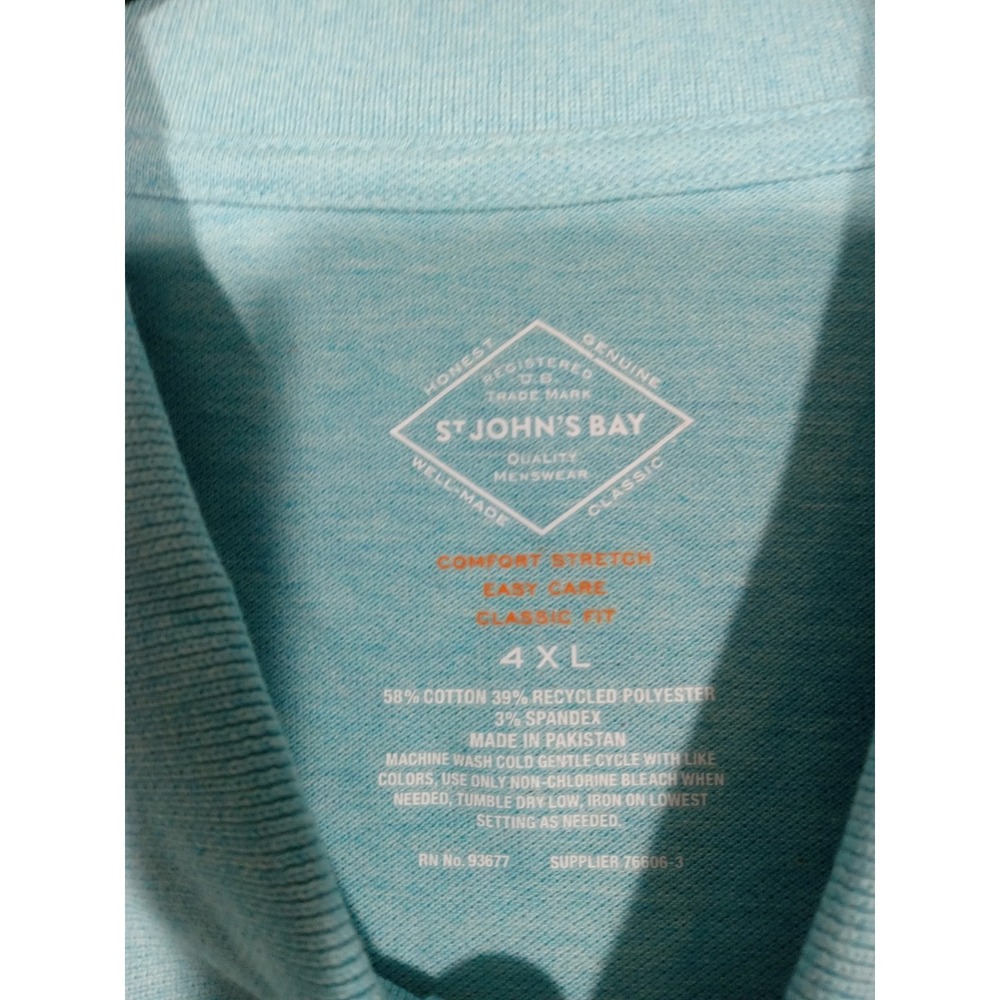 St John's Bay‎ Polo Men's 4XL Blue Delphnium Heather Comfort Stretch Classic Fit - Picture 3 of 6